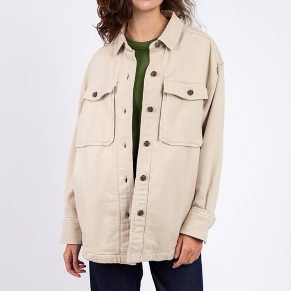 NEW Size XL Patagonia Womens HW Fjord Flannel Overshirt Cotton Jacket Natural